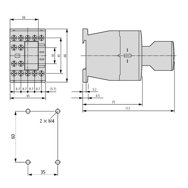 Contactor 3kW/400V/7A, 1 NC, coil 110VAC image 2