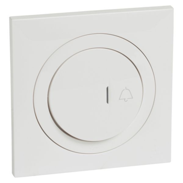 Simple illuminated push button and dooxie bell marking to be fitted with an IP44 6A 250V~ indicator light with white square plate image 1