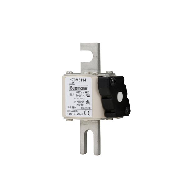 Fuse-link, high speed, 160 A, AC 690 V, compact DIN 1, 45 x 59 x 104 mm, aR, DIN, IEC, single indicator image 14