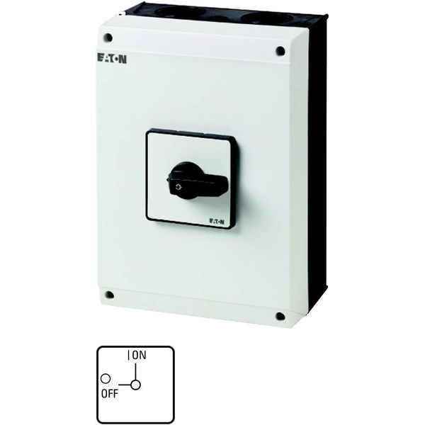 On-Off switch, T5, 100 A, surface mounting, 1 contact unit(s), 2 pole, with black thumb grip and front plate image 5