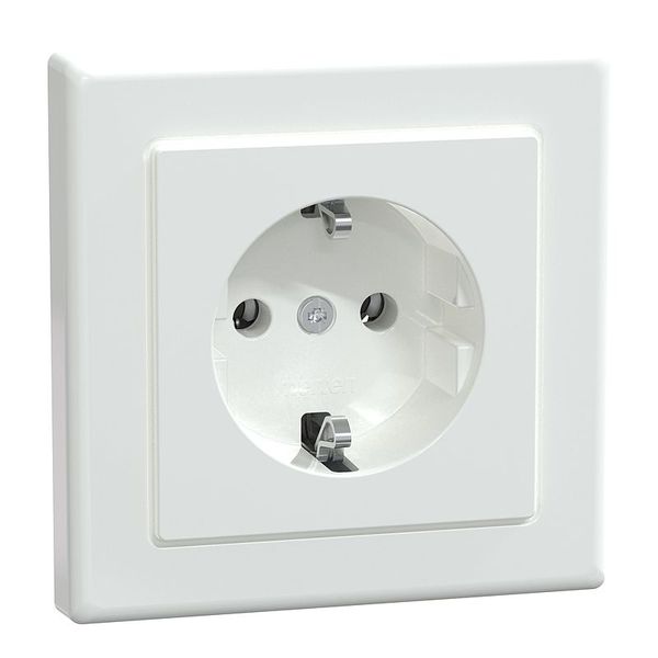 SCHUKO socket outlet with full cover plate, screw lift terminals, active white glossy, M-SMART image 1