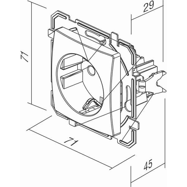 SOCKET SCHUKO 2P+E 16A 250V~ IW XO KS 3518233 image 1