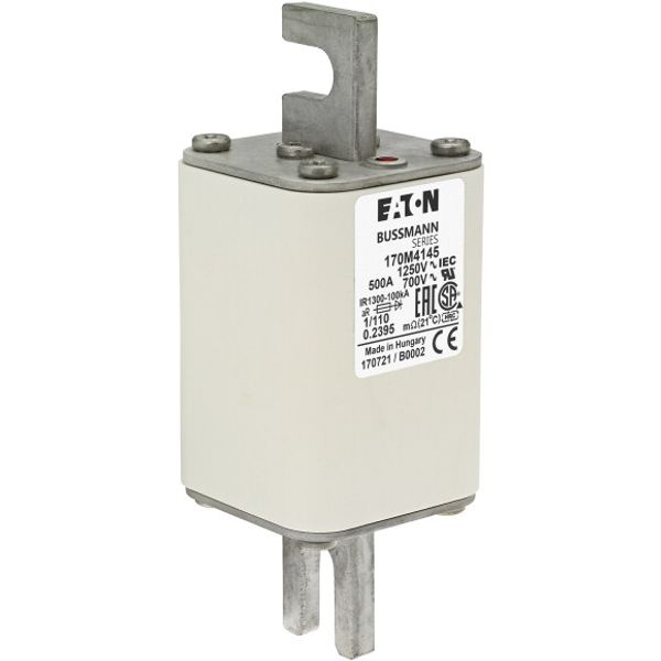 Fuse-link, high speed, 500 A, AC 1250 V, size 1, 53 x 66 x 138 mm, aR, DIN, IEC, single indicator image 5