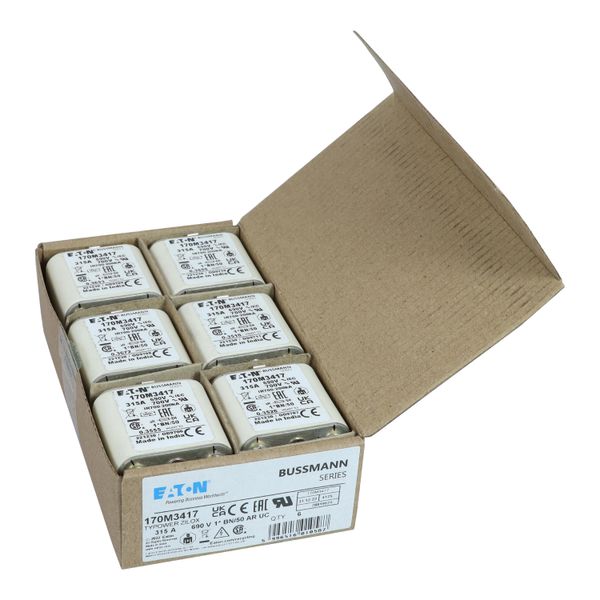 Fuse-link, high speed, 315 A, AC 690 V, compact size 1, 45 x 59 x 51 mm, aR, IEC, UL, single indicator, flush end, M8 image 12