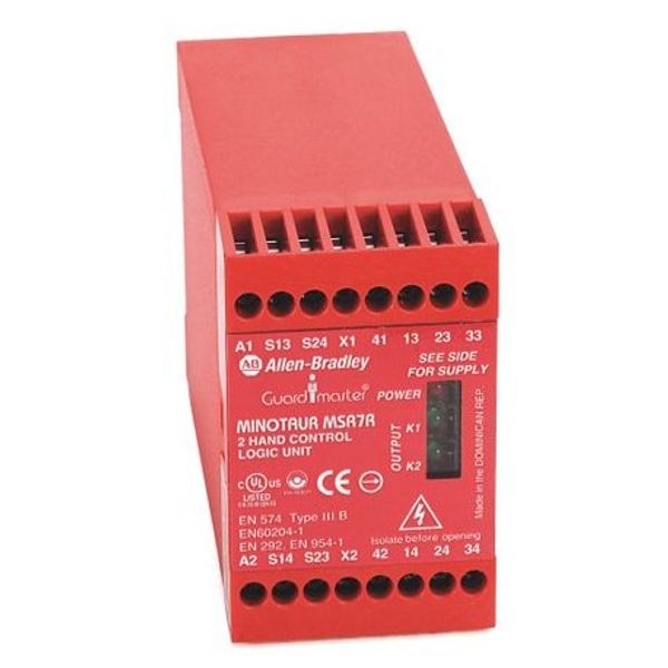 Allen-Bradley 440R-D22S2 Monitoring Safety Relay, Guardmaster, Dual Input/SS Output(DIS), 2 Dual Channel Universal Inputs, 1 N.C. Solid State Auxiliary Output image 1