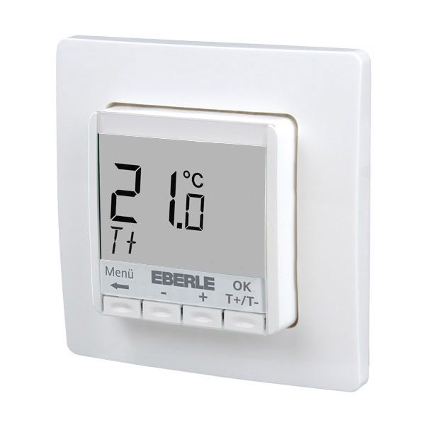 Concealed clock thermostat as room controller, AC 230V, 1 changeover contact, heating 5(2) A, cooling 1(1) A, white backlighting image 1