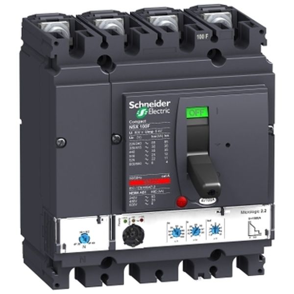 circuit breaker ComPact NSX100F, 36 kA at 415 VAC, MicroLogic 2.2 trip unit 100 A, 4 poles 4d image 2