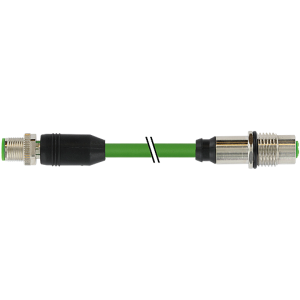 M12 fem. recept./M12 male 0° X-cod. PUR 4x2xAWG26 shielded gn 1.5m image 1