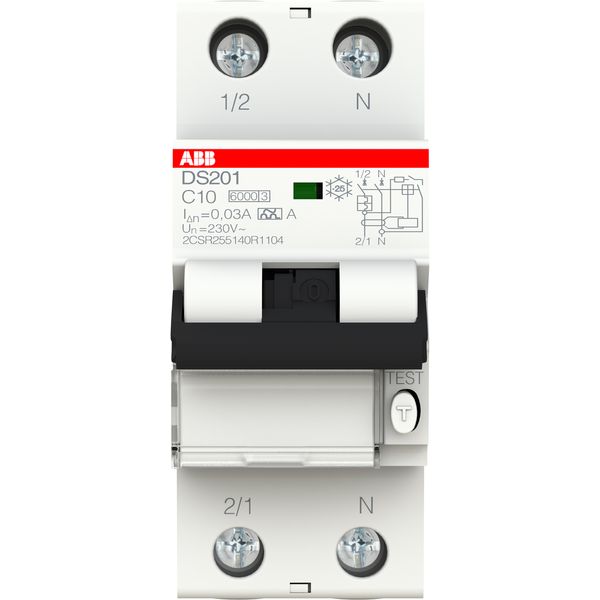 Residual Current Circuitbreaker 1P+N, C Char, 10A, 30mA, 6kA image 1