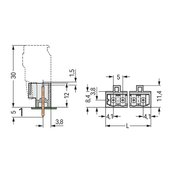 THT male header 1.0 x 1.0 mm solder pin straight light gray image 4