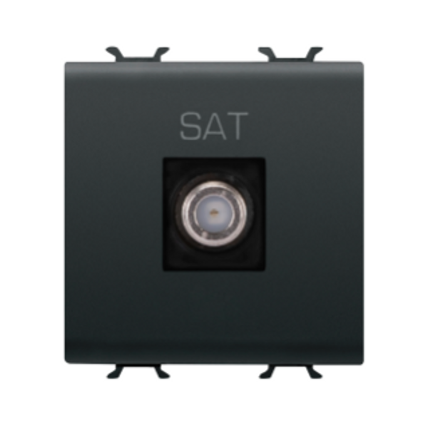 COAXIAL TV SOCKET-OUTLET, CLASS A SHIELDING - FEMALE F CONNECTOR - DIRECT  - 2 MODULE - SATIN BLACK - CHORUSMART image 2