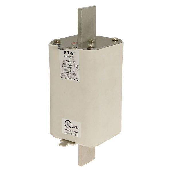 Fuse-link, high speed, 315 A, DC 1500 V, 3L, 75 x 205 mm, gPV, IEC, UL, with indicator image 2