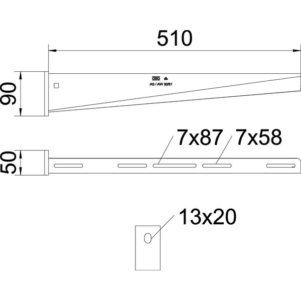 AW 30 51 A2 Wall and support bracket with welded head plate B510mm image 2