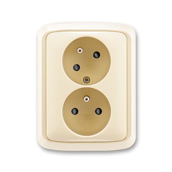 5513A-C02357 C Double socket outlet with earthing pins, shuttered, with turned upper cavity ; 5513A-C02357 C image 1