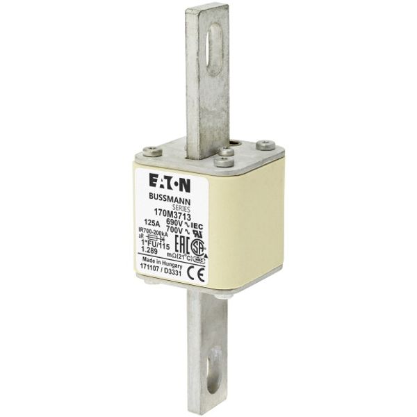 Fuse-link, high speed, 125 A, AC 690 V, compact size 1, 45 x 45 x 148 mm, aR, IEC, UL image 2