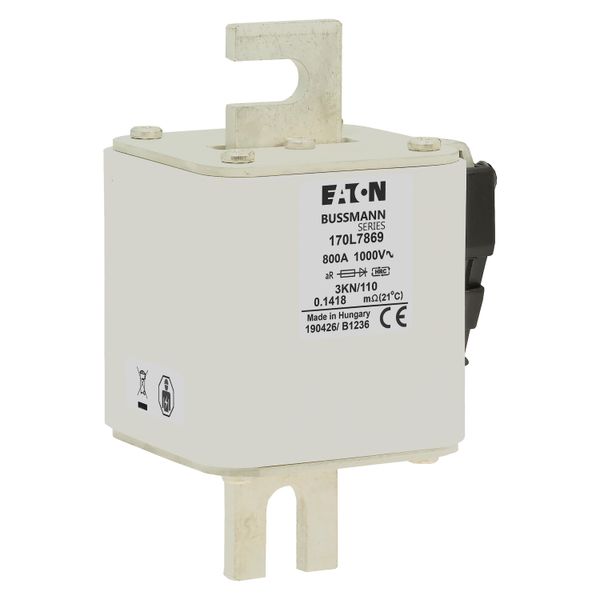 Fuse-link, high speed, 800 A, AC 1000 V, Size 3, 74 x 92 x 141 mm, aR, IEC, single indicator image 7