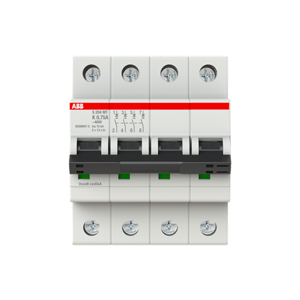 S204MT-K0,75 Miniature Circuit Breakers MCBs - 4P - K - 0.7 A image 4