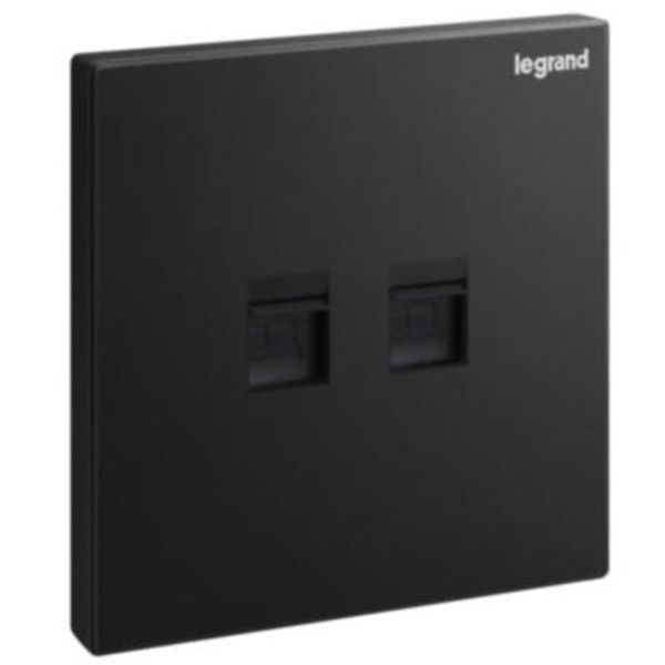 Galion 1 gang double RJ 45 category 6 UTP socket outlet - matt black image 1