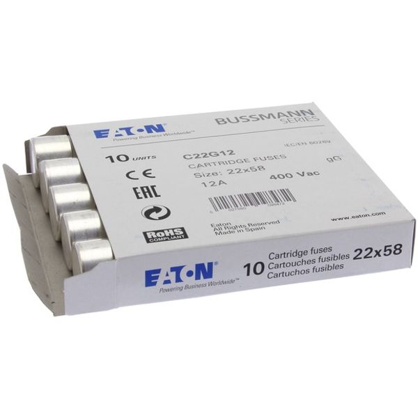 Fuse-link, LV, 12 A, AC 690 V, 22 x 58 mm, gL/gG, IEC image 1