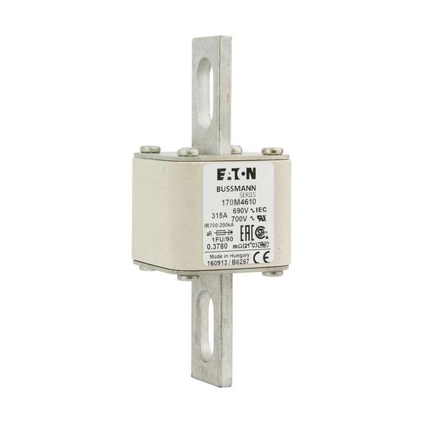 Fuse-link, high speed, 315 A, AC 690 V, size 1, 53 x 69 x 136 mm, aR, IEC, UL, no indicator, 90 mm centers image 11