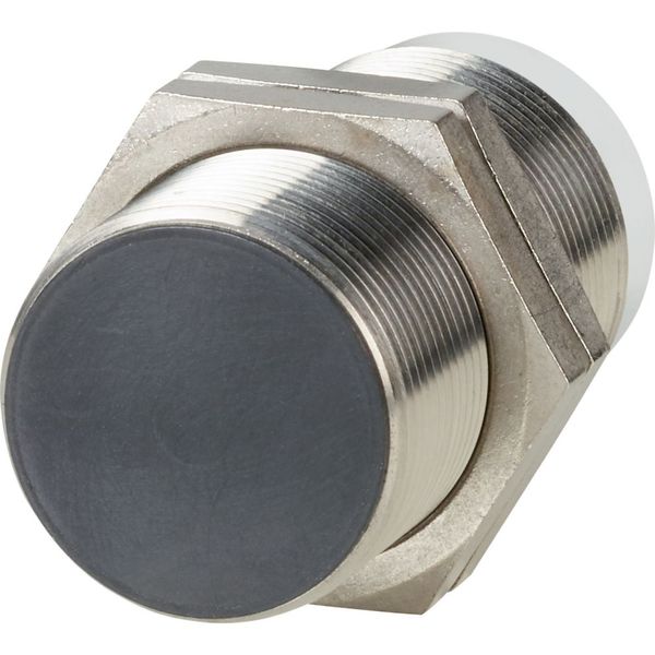 Proximity switch, E57P Performance Serie, 1 N/O, 3-wire, 10 – 48 V DC, M30 x 1.5 mm, Sn= 10 mm, Flush, NPN, Stainless steel, Plug-in connection M12 x image 1