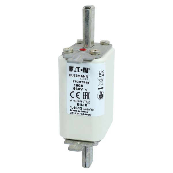 Fuse-link, high speed, 160 A, AC 660 V, DIN 0, aR, DIN, IEC, single indicator, live gripping lugs image 18