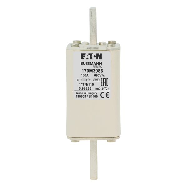 Fuse-link, high speed, 160 A, AC 1000 V, compact DIN 1, 43 x 61 x 138 mm, aR, DIN, IEC, single indicator image 16