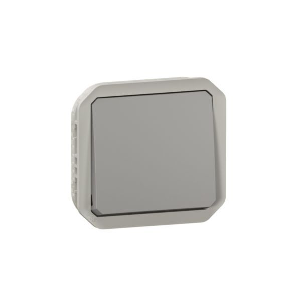 Plexo 10A waterproof switch or two-way switch to be fitted with a gray finish box or support plate image 1