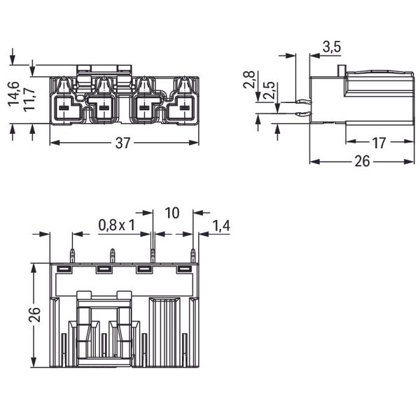 Plug for PCBs straight 4-pole black image 5