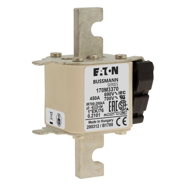 Fuse-link, high speed, 450 A, AC 690 V, compact size 1, 45 x 59 x 102 mm, aR, IEC, UL, single indicator image 17