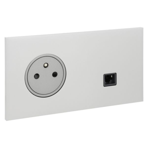 Art d'Arnould universe Epure 2P+E power socket and RJ45 socket - satin steel image 2