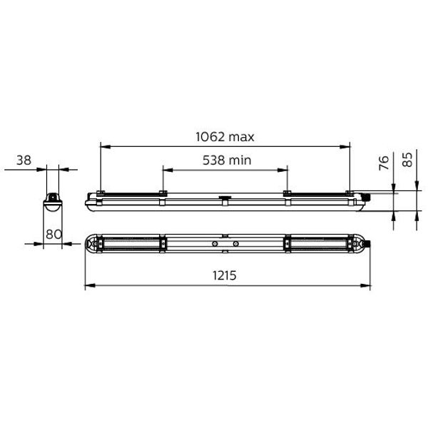 CoreLine Waterproof, 50 W, L1200 mm, 8000 lm, 4000 K, Symmetrical, Clear, IP65 image 3