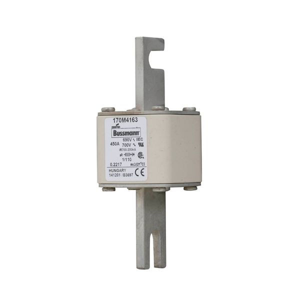 Fuse-link, high speed, 450 A, AC 690 V, DIN 1, 53 x 66 x 138 mm, aR, DIN, IEC, single indicator image 6