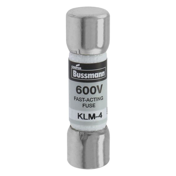 Eaton Bussmann series KLM fuse, 600 Vac, 600 Vdc, 4A, 100 kAIC at 600 Vac, 50 kAIC at 600 Vdc, Non Indicating, Fast acting, Ferrule end X ferrule end, Melamine tube, Nickel-plated bronze endcap image 32