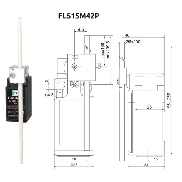 Limit switch  FLS 15M42P IP-65 NO+NC image 1