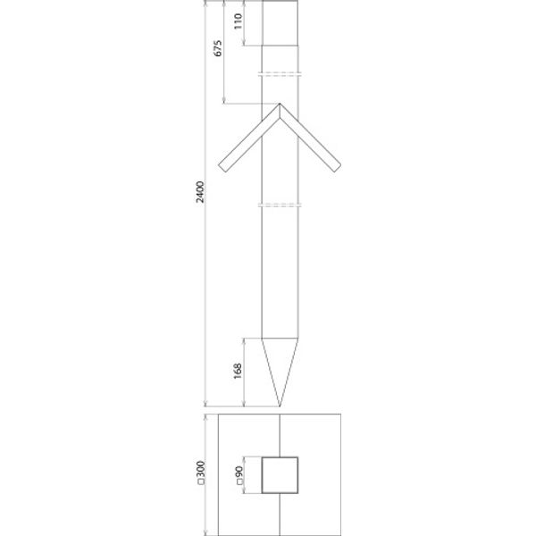 Wooden stake 90x90mm, oak wood, with rain cover, rain cover incl. 45° image 2