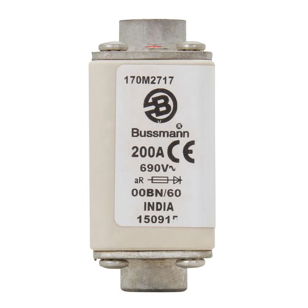 Fuse-link, high speed, 200 A, AC 690 V, size 00, 30 x 48 x 64 mm, aR, IEC, visual indicator image 14