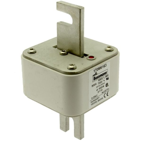 Fuse-link, high speed, 900 A, AC 690 V, DIN 3, 76 x 90 x 139 mm, aR, DIN, IEC, single indicator image 3