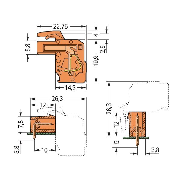 1-conductor female connector, angled CAGE CLAMP® 2.5 mm² orange image 2