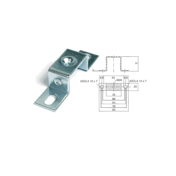 Flat bracket 20x80xH40mm for DIN rail fixing image 1