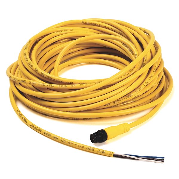 Cordset, DC Micro M12, 4 Pin, Straight, Male, 10m, Yellow image 1