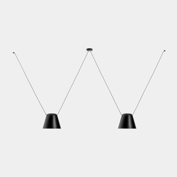 Pendant Attic 2 bodies Conic Shape 1200mm E27 23W Black image 1