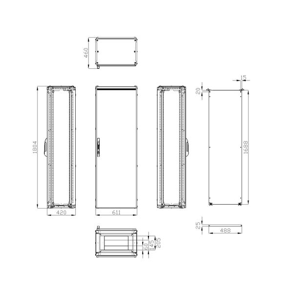 Modular enclosure 1 door IP55 H=1800 W=600 D=400 mm image 3