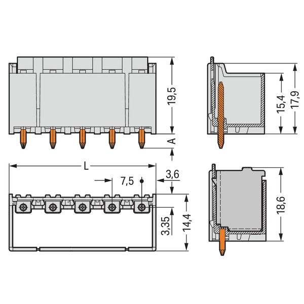 THR male header 1.4 mm Ø solder pin straight light gray image 3