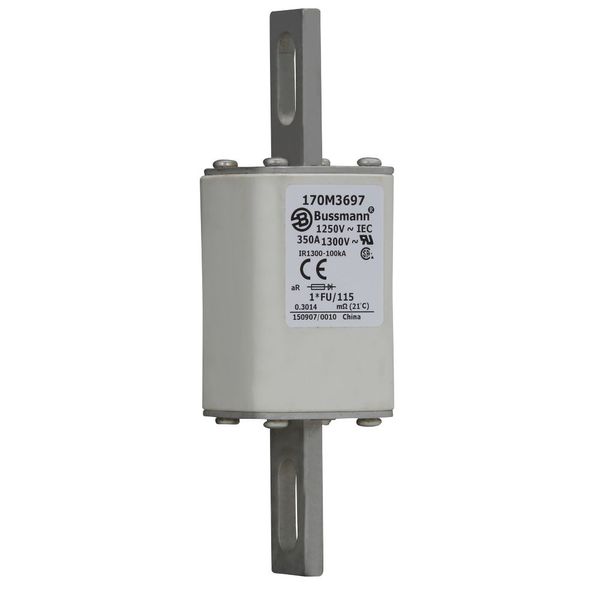 Fuse-link, high speed, 350 A, AC 1250 V, compact size 1, 45 x 45 x 156 mm, aR, IEC, UL image 15