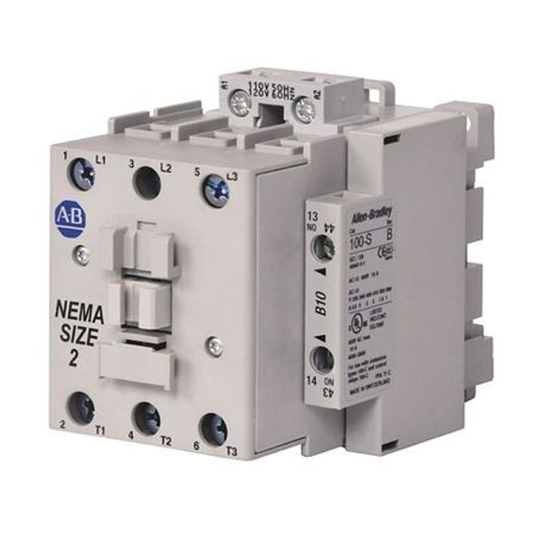 Allen-Bradley, 300-COD930, 300 NEMA Contactor, NEMA Size 2, Open, 120V 60Hz / 110V 50Hz, Three Poles, 1 N.O. Auxiliary Contact image 1