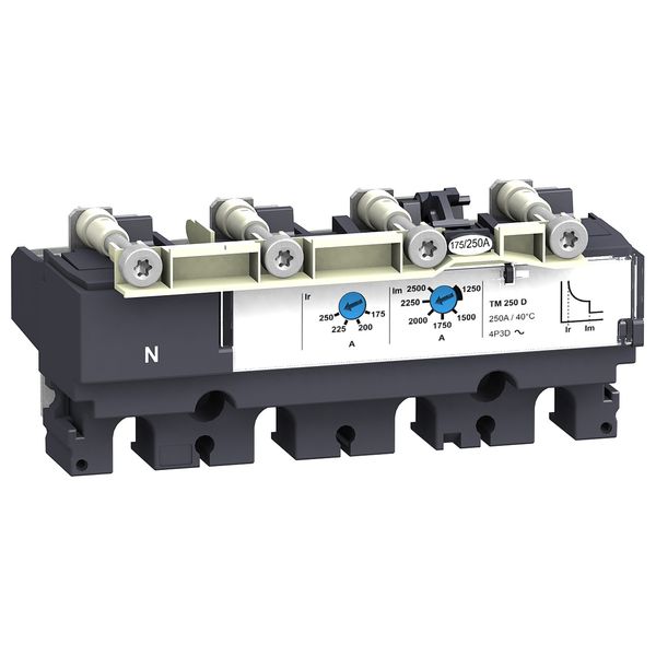 trip unit TM100D for ComPact NSX 100/160/250 circuit breakers, thermal magnetic, rating 100 A, 4 poles 3d image 1