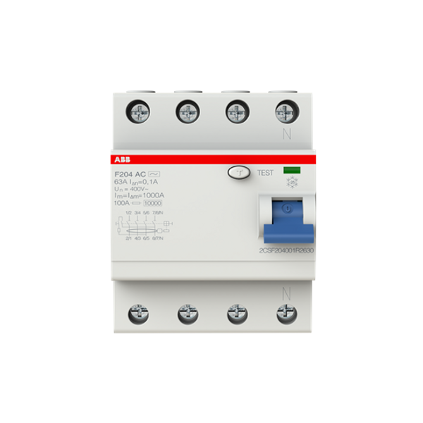 F204 AC-63/0.1 Residual Current Circuit Breaker 4P AC type 100 mA image 2