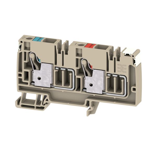 Potential distributor terminal, PUSH IN, 500 V, TS 35, dark beige image 1