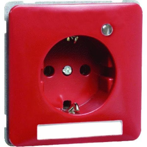Steckdose SCHUKO, rot, Beschrifungsf.,LED, erhöhter Berührungschutz image 1